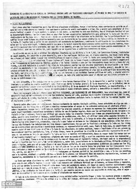 “Comunicado de la Coordinadora General de Comisiones Obreras ante las elecciones sindicales, primero de mayo y la carestía de la vida...”.