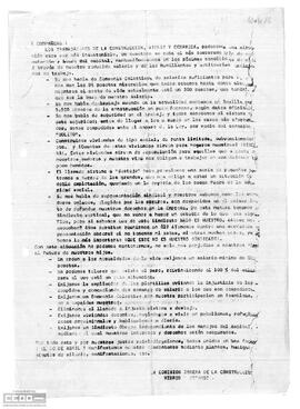 Comunicado de la Comisión Obrera de la Construcción, Vidrio y Cerámica de Sevilla en el que se pide la participación en la manifestación del 30 de abril.