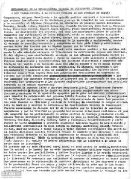 “Declaración de la Coordinadora General de Comisiones Obreras…”. Sobre la necesidad de proseguir en el fortalecimiento de la unidad y de la lucha de los trabajadores.
