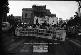 Manifestación en defensa de Nicaragua celebrada en junio de 1983