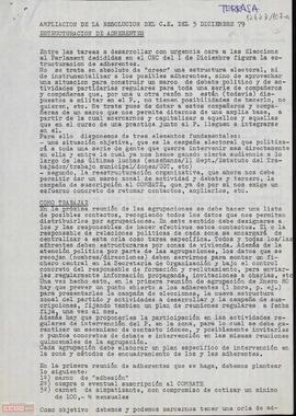 “Ampliación de la resolución del Comité Ejecutivo del 5 de diciembre de 1979”. Secretaría de Organización de la [LCR]