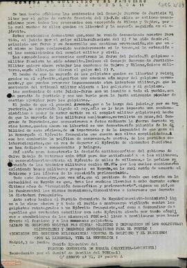 “Contra el golpismo y el fascismo. ¡Viva la República!”. Llamamiento del Partido Comunista de España (marxista-leninista) a la movilización