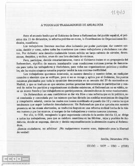 “A todos los trabajadores de Andalucía”. Manifiesto de la COS ante el referéndum de la reforma política.