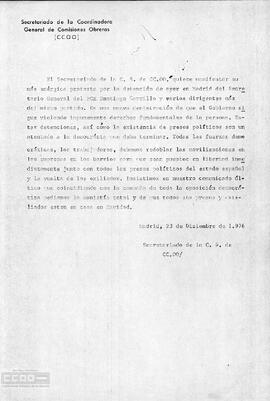 Comunicado ante la detención de Carrillo