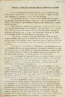 Circular de Isidoro Moreno, Secretario General del [PTA], sobre el debate en el partido.