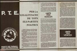 “El Partit del Treball d’Espanya. Per la legalització de tots els partits polítics. ”
