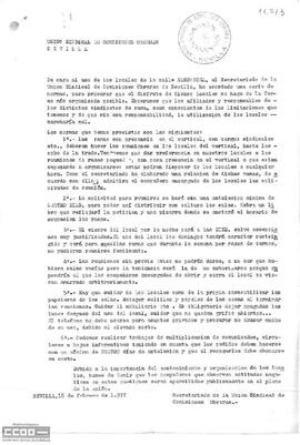 Comunicado del Secretariado de la Unión Sindical de Comisiones Obreras de Sevilla sobre las normas de uso de los locales de la calle Alhóndiga.
