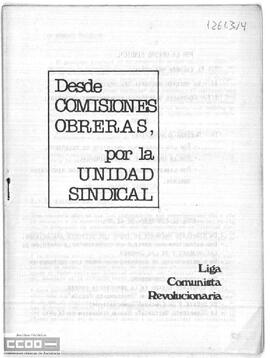 “Desde Comisiones Obreras, por la Unidad Sindical”