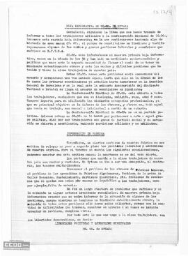 Hoja informativa de Comisiones Obreras de Hytasa acerca de los orígenes y constitución de Comisiones Obreras e información sobre los problemas de la fábrica.
