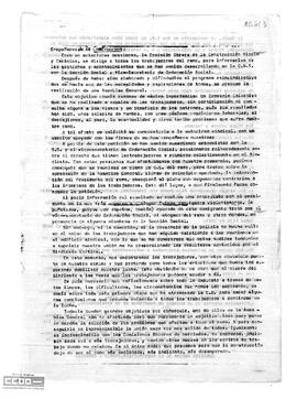 Comunicado de la Comisión Obrera de la Construcción, Vidrio y Cerámica de Sevilla sobre las dificultades por la defensa de sus derechos de reunión y su programa reivindicativo.