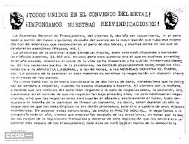 “¡Todos unidos en el convenio del metal! ¡Impongamos nuestras reivindicaciones!”