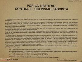 “Por la libertad, contra el golpismo fascista”. Llamamiento de la LCR y otras organizaciones políticas