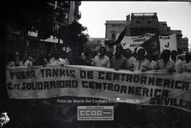 Manifestación en defensa de Nicaragua celebrada en junio de 1983