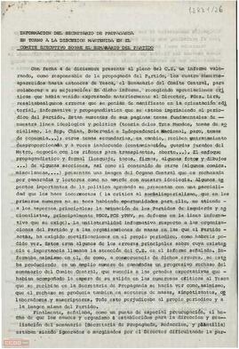 Informe de Avelino Hernández, Secretario de Propaganda del Comité Central del [PTE], sobre el semanario Yesca
