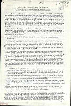 Informe sobre la construcción del partido único y el papel de la OCE (BR)