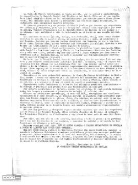 Comunicado de la Comisión Obrera Metalúrgica de Sevilla sobre aumentar la calidad y extensión de las comisiones de fábricas y talleres.