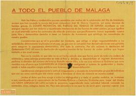 “A todo el pueblo de Málaga”. Llamamiento del Comité Provincial de Málaga del PTE para hacer una jornada de luto en memoria de José M. García Caparrós