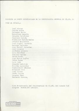 Miembros del nuevo Secretariado