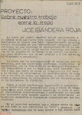 “Proyecto sobre nuestro trabajo entre la tropa”. Juventud Comunista de España (Bandera Roja)