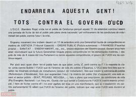 “Endarrera aquesta gent! Tots contra el govern d’UCD”. Llamamiento del Comitè Nacional de Catalunya de la OCE (BR).