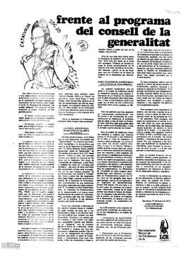 “Frente al programa del Consell de la Generalitat”. Secretariado Nacional de Catalunya de la LCR