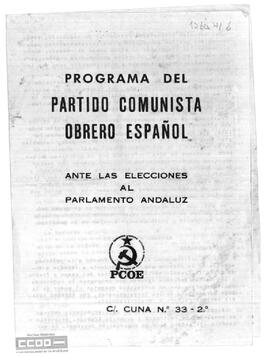 Programa del Partido Comunista Obrero Español ante las elecciones al Parlamento andaluz.