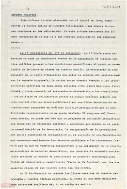 Informe político del Comité de Zona del [PTE] sobre la actividad en los próximos meses.