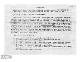 Hoja informativa y reivindicativa de la Coordinadora provincial de las Comisiones Obreras de Hotelería de Málaga y Costa del Sol.