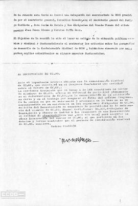Al Secretariado de CCOO