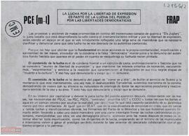 “La lucha por la libertad de expresión es parte de la lucha del pueblo por las libertades democráticas”. Llamamiento del Comité de Catalunya del Partido Comunista de España (m-l) y Miembro del Frente Revolucionario Antifascista y Patriota a la participación en la manifestación por las libertades democráticas