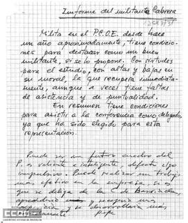 Informe sobre el militante Cabrera.