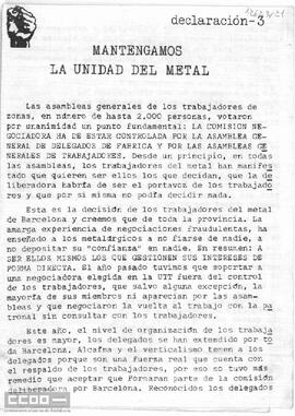 “Mantengamos la unidad del metal”. Declaración del Comité del Metal de la LCR
