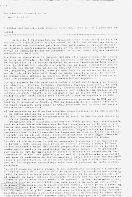 Circular del Secretariado sobre la Coordinadora de Organizaciones Sindicales.