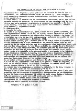 Carta del Secretariado de CC.OO. de Navarra a la DECO