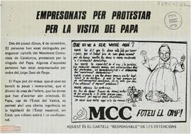 “Empresonats per protestar per la visista del Papa”