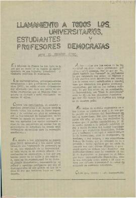 “Llamamiento a todos los universitarios, estudiantes y profesores demócratas ante el próximo curso”