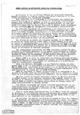"Carta abierta al movimiento comunista internacional”. Artículo mecanografiado publicado en Unidad y Lucha en junio de 1987.
