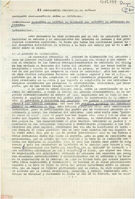 “Principales elementos de critica al borrador del Estatuto de Autonomía de Carmona”. Informe de la Comisión de Estudio del Comité de Andalucía de la [OCE (Bandera Roja)]