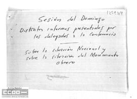 Nota sobre el orden de la sesión