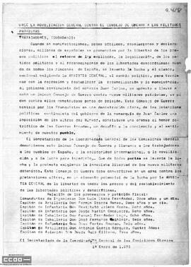“Urge la movilización general contra el consejo de guerra a los militares patriotas”. Llamamiento del Secretariado a los trabajadores y ciudadanos a la movilización general contra el Consejo de Guerra a nueve militares.