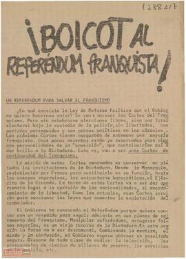 “¡Boicot al referéndum franquista!”. Llamamiento de los comités ejecutivos de la Liga Comunista y de la  Liga de la Juventud Comunista a la huelga general contra el referéndum