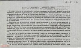 Circular urgente de la Fracción del Metal sobre el convenio provincial del metal de Barcelona