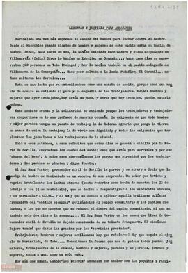 “Libertad y justicia para Andalucía”. Llamamiento del Comité Provincial del Movimiento Comunista de Andalucía para seguir con la lucha