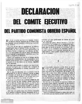 “Declaración del Comité Ejecutivo del PCOE”. Sobre la reforma política elaborada por el Gobierno Suárez.