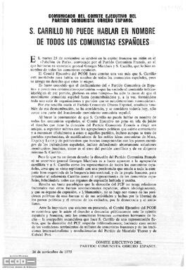 “S. Carrillo no puede hablar en nombre de todos los comunistas españoles”. Comunicado del Comité Ejecutivo del PCOE.