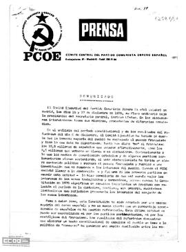 Comunicado del Comité Ejecutivo del PCOE sobre los resultados del referéndum del 6 de diciembre.
