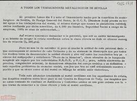 Llamamiento del Comité del Metal de la OCE (Bandera Roja) a la participación en la huelga general del metal