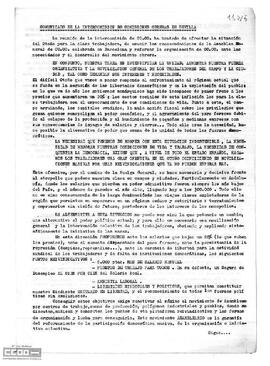 Comunicado de la Intercomisión sobre la necesidad de intensificar la unidad de Comisiones Obreras y la movilización general de los trabajadores.