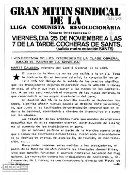 “Gran mitin sindical de la LCR. Día 25 de noviembre, cocheras de Sants”