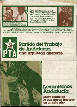 “Levantemos Andalucía: breve relato de lo que puede hacerse en un solo año”. PTA. Historieta narrada por Isidoro Moreno, Francisco Casero y Eladio García Castro.